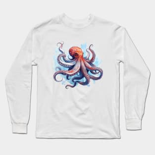 Orange Octopus Long Sleeve T-Shirt